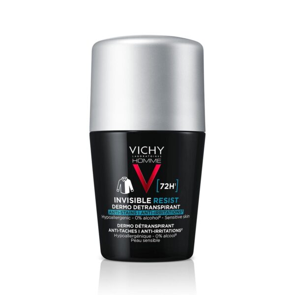 Vichy Homme Invisible Resist Dezodorant detranspirant proti madežem in razdraženosti (72 h) roll-on, 50 ml Vichy Homme Invisible Resist Dezodorant detranspirant proti madežem in razdraženosti (72 h) roll-on, 50 ml
