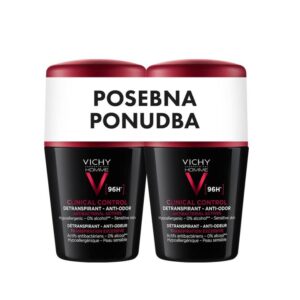 Vichy Homme Clinical Control Dezodorant detranspirant proti neprijetnemu vonju (96 h) roll-on, 2 x 50 ml