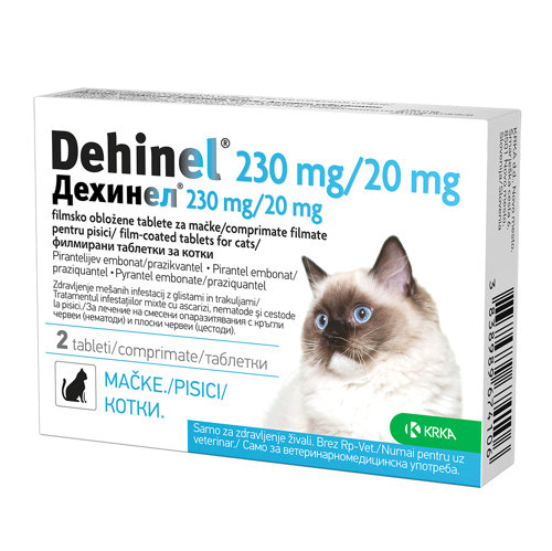 Dehinel 230 mg/20 mg filmsko obložene tablete za mačke, 2 tableti Dehinel 230 mg/20 mg filmsko obložene tablete za mačke, 2 tableti