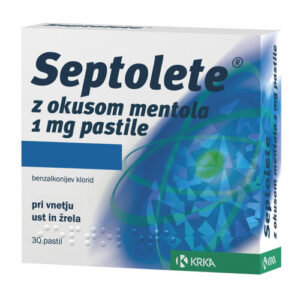 Septolete z okusom mentola 1 mg pastile, 30 pastil