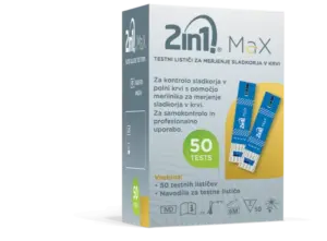 2in1 Max testni lističi za merjenje glukoze v krvi, 50 testnih lističev