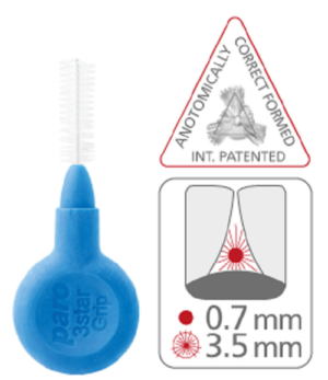 Paro 3star grip trikotna medzobna ščetka (modra) – 3,5 mm, 4 medzobne ščetke