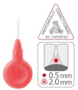 Paro 3star grip trikotna medzobna ščetka (rdeča) – 2,0 mm, 4 medzobne ščetke