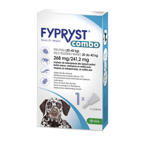 Fypryst Combo 268 mg/ 241,2 mg kožni nanos, raztopina za velike pse, 1 pipeta Fypryst Combo 268 mg/ 241,2 mg kožni nanos, raztopina za velike pse, 1 pipeta