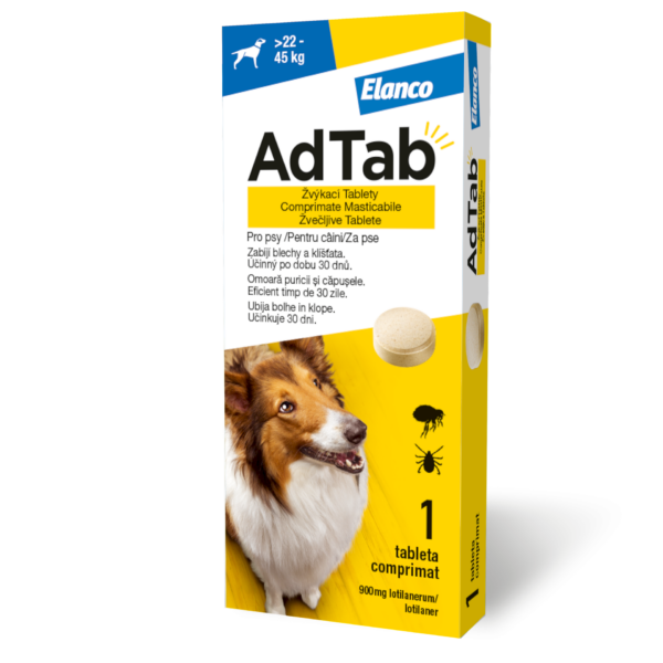 AdTab 900 mg žvečljive tablete za pse (> 22 - 45 kg), 1 tableta AdTab 900 mg žvečljive tablete za pse (> 22 - 45 kg), 1 tableta