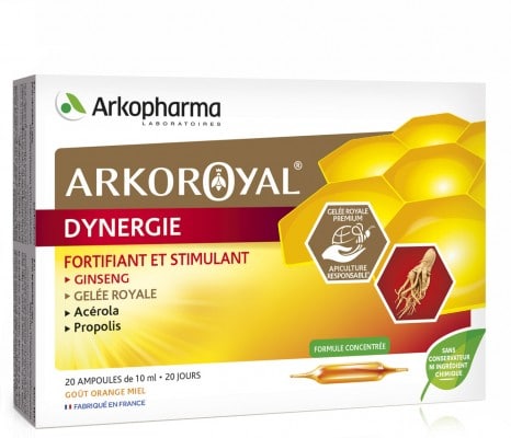 Arkoroyal Dynergie (matični mleček, propolis, ginseng, acerola), 20 steklenih ampul po 10 ml Arkoroyal Dynergie (matični mleček, propolis, ginseng, acerola), 20 steklenih ampul po 10 ml