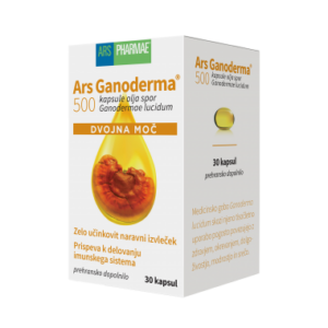 Ars Ganoderma 500 Dvojna moč kapsule, 30 kapsul