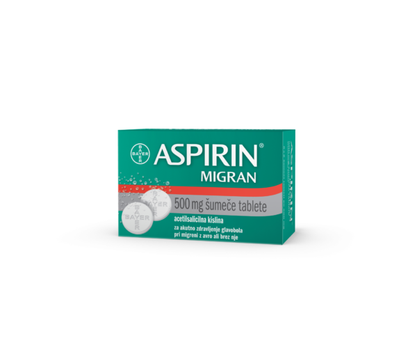 Aspirin migran 500 mg šumeče tablete, 12 šumečih tablet Aspirin migran 500 mg šumeče tablete, 12 šumečih tablet