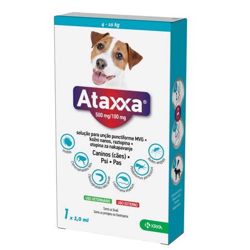 Ataxxa 500 mg/100 mg kožni nanos za pse (nad 4 do 10 kg), 1 kapalka Ataxxa 500 mg/100 mg kožni nanos za pse (nad 4 do 10 kg), 1 kapalka