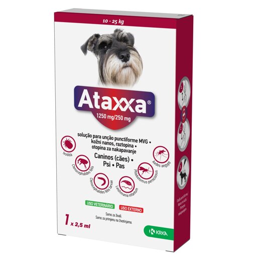 Ataxxa 1250 mg/250 mg kožni nanos za pse (nad 10 do 25 kg), 1 kapalka Ataxxa 1250 mg/250 mg kožni nanos za pse (nad 10 do 25 kg), 1 kapalka