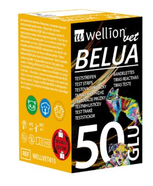 WellionVet Belua merilni lističi za merjenje glukoze v krvi pri živalih, 50 lističev