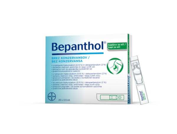 Bepanthol kapljice za oči, 20 enoodmernih vsebnikov po 0,5 ml Bepanthol kapljice za oči, 20 enoodmernih vsebnikov po 0,5 ml