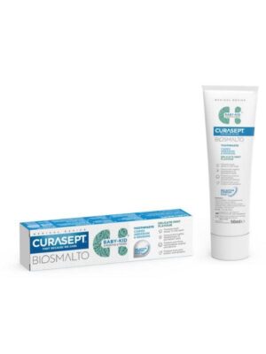 Curasept Biosmalto CAE Baby-Kid zobna pasta od 6 mesecev do 6 let s fluoridom z okusom nežne mete, 50 ml