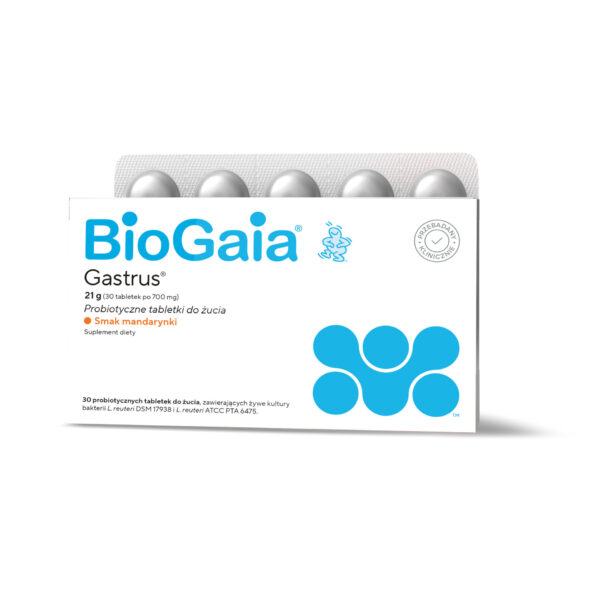 BioGaia Gastrus žvečljive tablete z okusom mandarine, 30 tablet BioGaia Gastrus žvečljive tablete z okusom mandarine, 30 tablet