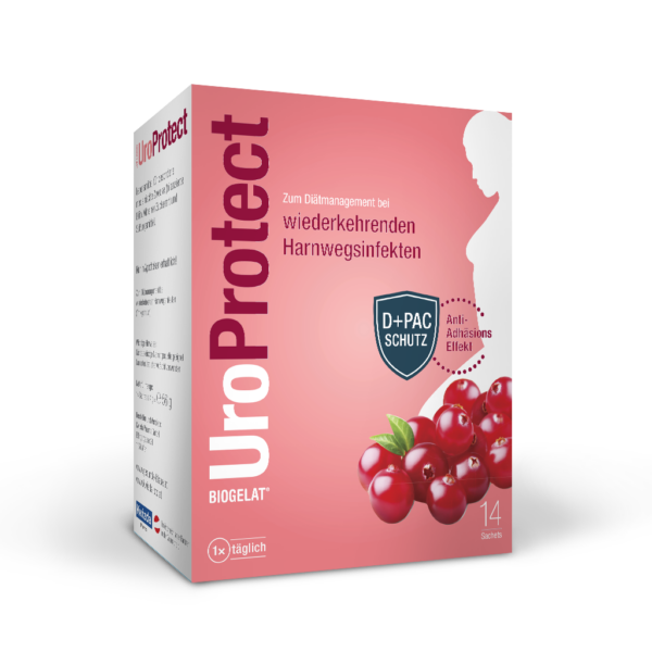 Biogelat UroProtect – manoza in ameriška brusnica, 14 vrečk po 4 g granulata Biogelat UroProtect – manoza in ameriška brusnica, 14 vrečk po 4 g granulata