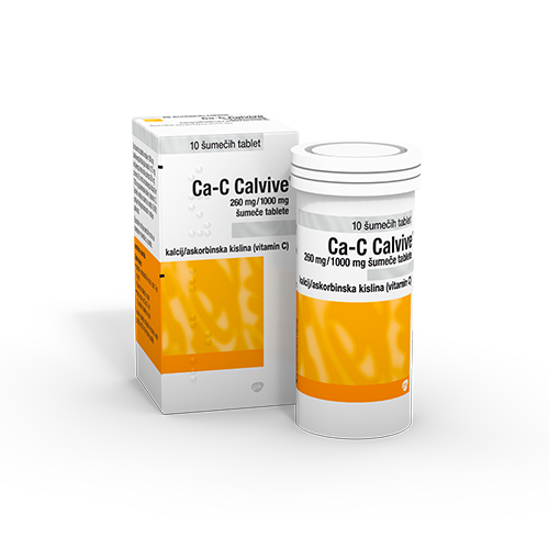 Ca-C Calvive 260 mg/1000 mg šumeče tablete, 10 tablet Ca-C Calvive 260 mg/1000 mg šumeče tablete, 10 tablet