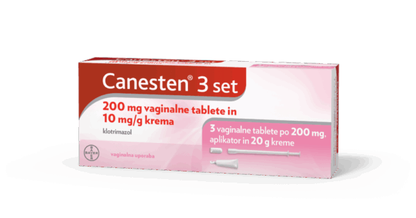 Canesten3 set 200 mg vaginalne tablete in 10 mg/g krema, 3 vaginalne tablete in 20 g kreme Canesten3 set 200 mg vaginalne tablete in 10 mg/g krema, 3 vaginalne tablete in 20 g kreme