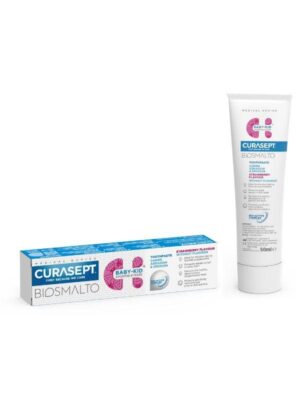 Curasept Biosmalto CAE Baby-Kid zobna pasta od 6 mesecev do 6 let brez fluorida z okusom jagode, 50 ml