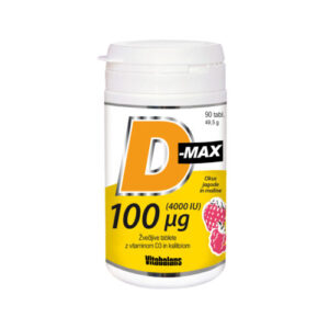 Vitabalans D-Max 4000 I.E. žvečljive tablete z vitaminom D3 in ksilitolom, 90 tablet