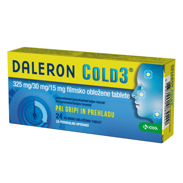 Daleron COLD3 325 mg/30 mg/15 mg, 24 filmsko obloženih tablet Daleron COLD3 325 mg/30 mg/15 mg, 24 filmsko obloženih tablet