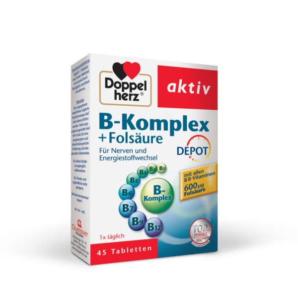 Doppelherz Aktiv B kompleks + folna kislina DEPO tablete, 45 tablet