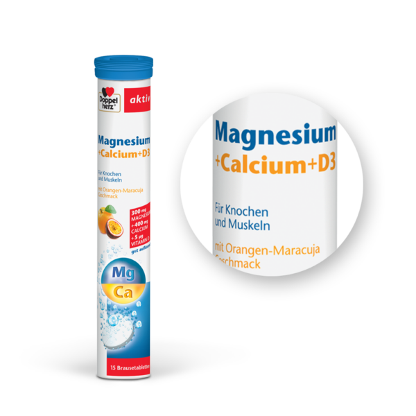 Doppelherz Aktiv Magnezij + Kalcij + D3 šumeče tablete, 15 tablet