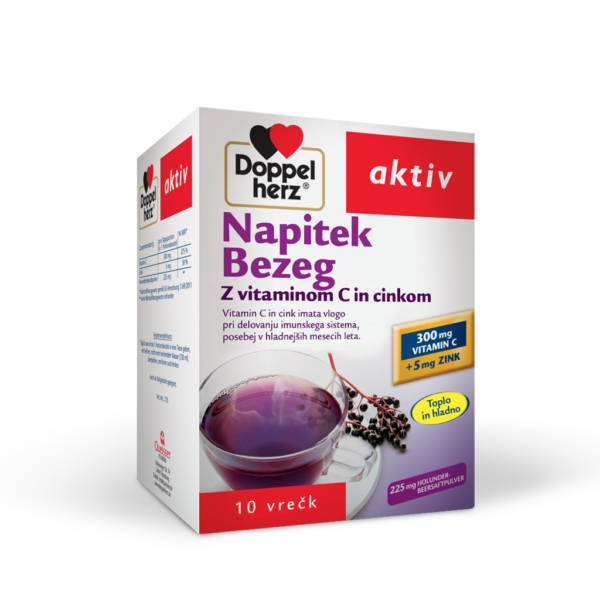 Doppelherz Aktiv Črni bezeg z vitaminom C in cinkom zrnca za vroči ali hladni napitek, 10 vrečic Doppelherz Aktiv Črni bezeg z vitaminom C in cinkom zrnca za vroči ali hladni napitek, 10 vrečic