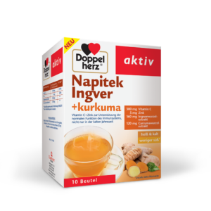 Doppelherz Aktiv Ingver + kurkuma zrnca za vroči ali hladni napitek, 10 vrečic