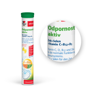 Doppelherz Aktiv Odpornost cink + selen + vitamin C + B12 + D3 šumeče tablete, 15 tablet