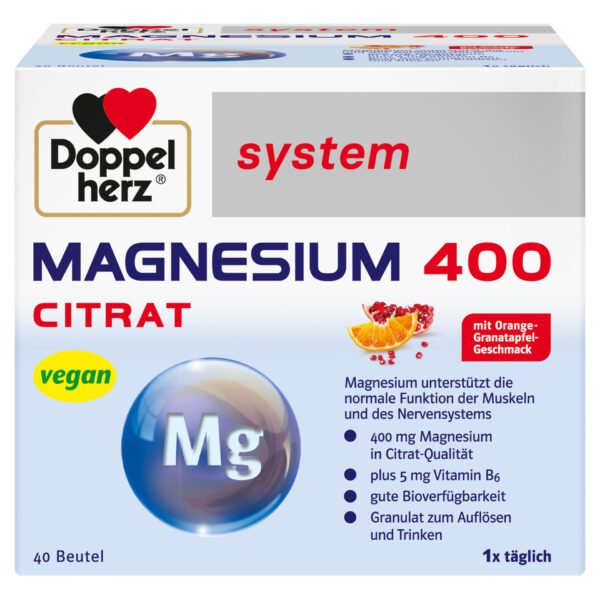 Doppelherz System Magnezij 400 citrat granulat za raztapljanje, 40 vrečk Doppelherz System Magnezij 400 citrat granulat za raztapljanje, 40 vrečk