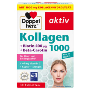 Doppelherz Aktiv Kolagen 1000 + biotin + betakaroten tablete, 30 tablet