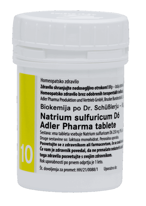 Schüsslerjeva sol št. 10 Natrium sulfuricum D6, 400 tablet Schüsslerjeva sol št. 10 Natrium sulfuricum D6, 400 tablet