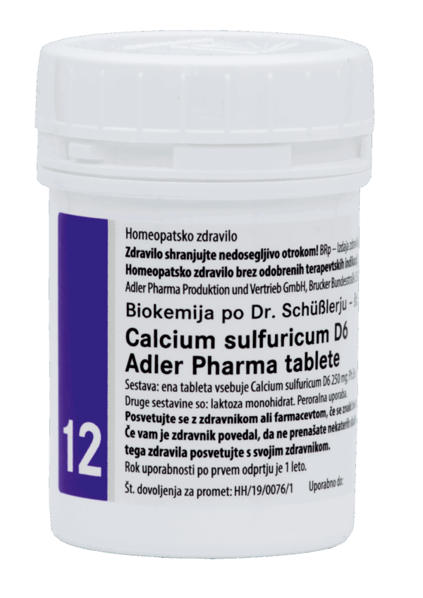 Schüsslerjeva sol št. 12 Calcium sulfuricum D6, 400 tablet Schüsslerjeva sol št. 12 Calcium sulfuricum D6, 400 tablet