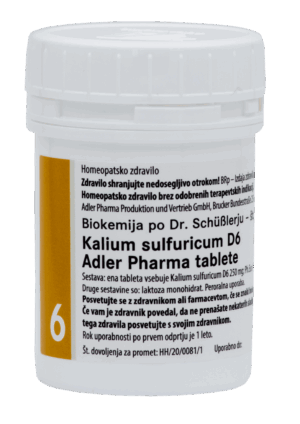 Schüsslerjeva sol št. 6 Kalium sulfuricum D6, 400 tablet