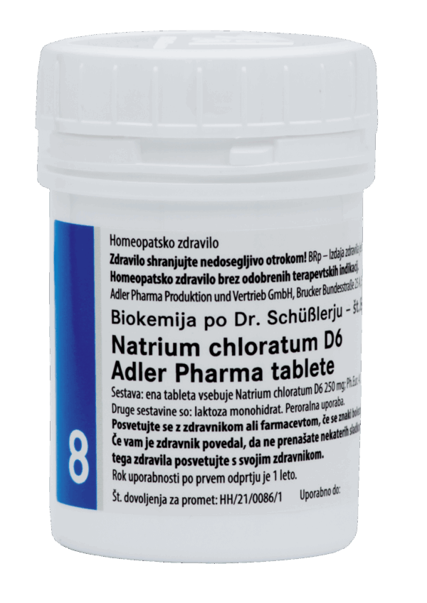 Schüsslerjeva sol št. 8 Natrium chloratum D6, 400 tablet Schüsslerjeva sol št. 8 Natrium chloratum D6, 400 tablet
