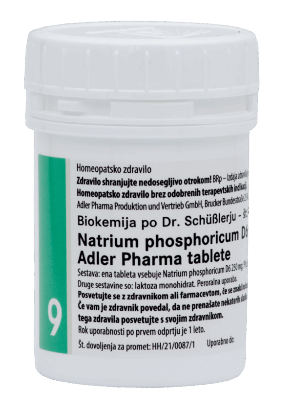 Schüsslerjeva sol št. 9 Natrium phosphoricum D6, 400 tablet