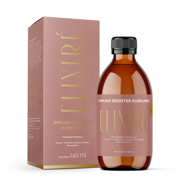 Elixire Immuno Booster Kurkumin tekočina - pasijonka, 240 ml Elixire Immuno Booster Kurkumin tekočina - pasijonka, 240 ml