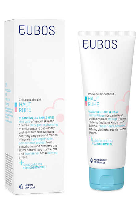 Eubos Haut Ruhe Gel za kopanje in umivanje las za otroke, 125 ml Eubos Haut Ruhe Gel za kopanje in umivanje las za otroke, 125 ml