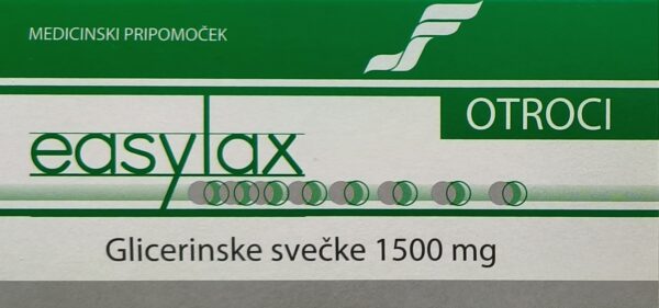 Easylax glicerinske svečke 1500 mg za otroke, 18 svečk