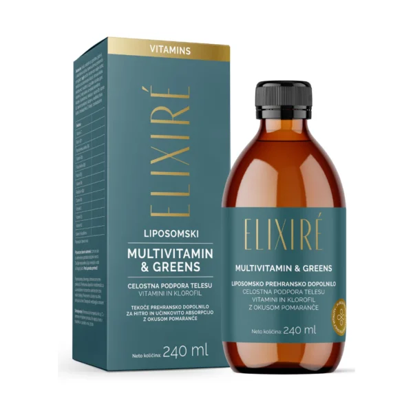 Elixire Multivitamin & Greens tekočina - pomaranča, 240 ml Elixire Multivitamin & Greens tekočina - pomaranča, 240 ml