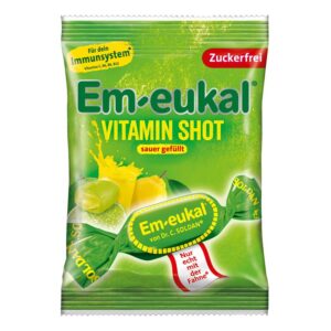 Dr. Soldan Em-Eukal Vitamin Shot kisli trdi polnjeni bonboni brez sladkorja, 75 g 