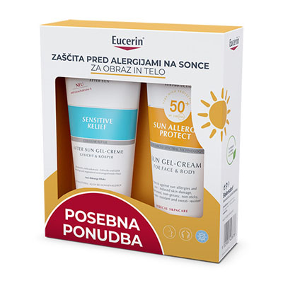 Eucerin Sun paket: Allergy Protect ZF 50+ 200 ml + After Sun Sensitive Relief 200 ml Eucerin Sun paket: Allergy Protect ZF 50+ 200 ml + After Sun Sensitive Relief 200 ml