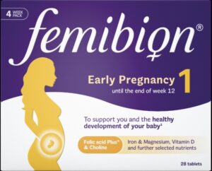 Femibion 1 tablete za podporo v nosečnosti do 12. tedna, 28 tablet
