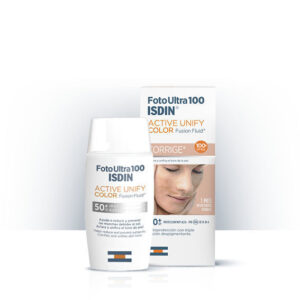 ISDIN Fotoultra 100 Active Unify Fusion obarvani fluid za poenotenje in posvetlitev pigmentnih madežev ZF50+, 50 ml