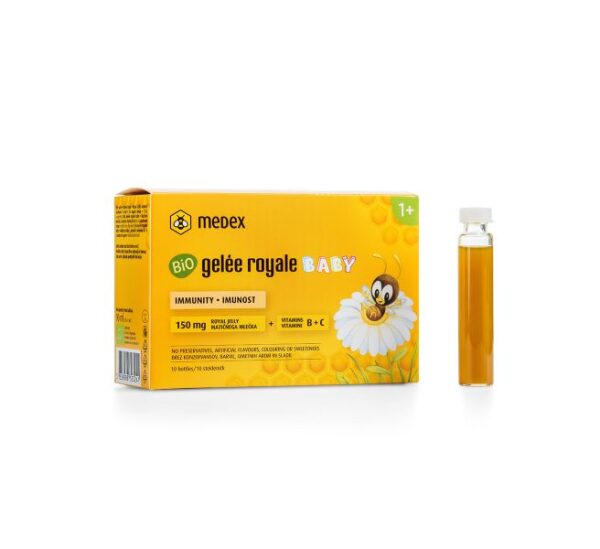 Medex Gelée Royale Baby matični mleček BIO, 10 stekleničk po 9 ml Medex Gelée Royale Baby matični mleček BIO, 10 stekleničk po 9 ml