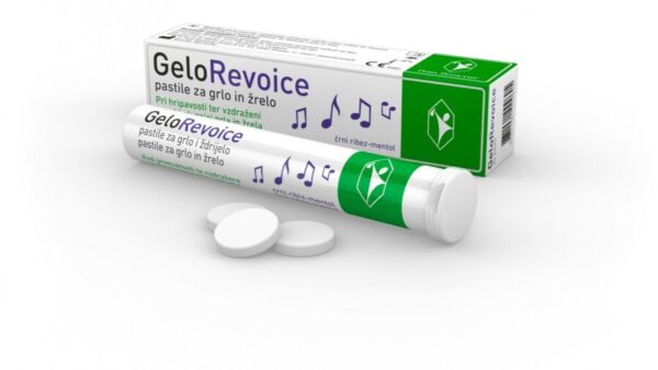 GeloRevoice pastile za grlo, črni ribez-mentol, 20 pastil GeloRevoice pastile za grlo, črni ribez-mentol, 20 pastil