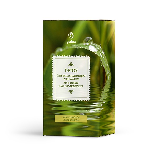 Galex Detox zeliščni čaj s pegastim badljem in regratom, 80 g Galex Detox zeliščni čaj s pegastim badljem in regratom, 80 g