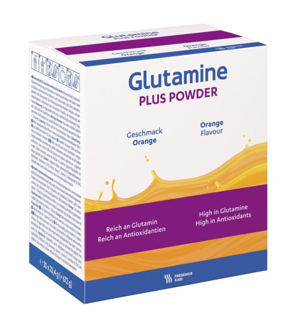 Glutamine Plus prašek za peroralno raztopino - okus pomaranča, 30 vrečk po 22,4 g Glutamine Plus prašek za peroralno raztopino - okus pomaranča, 30 vrečk po 22,4 g