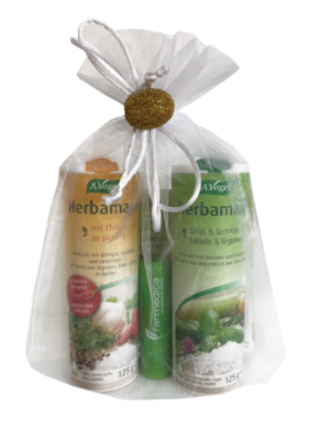 Herbamare paket: Original zeliščna sol + Spicy zeliščna sol + balzam za ustnice