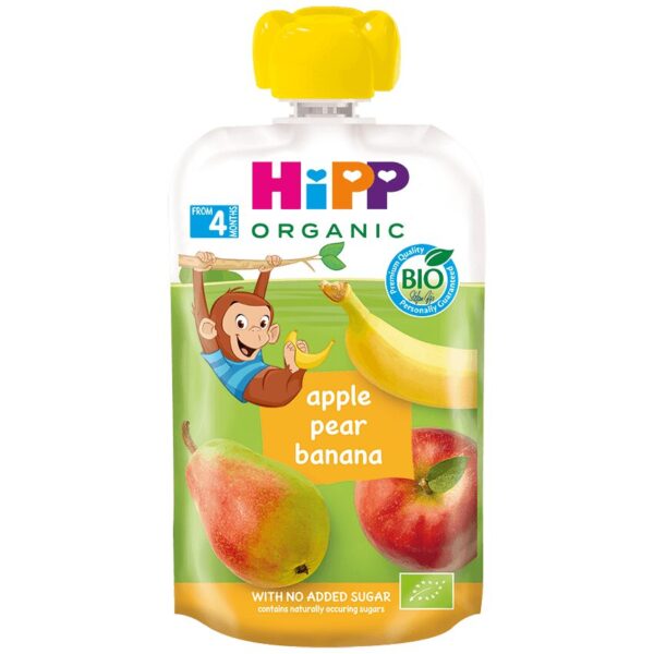 HiPP HiPPiS sadna blazinica jabolko, hruška in banana BIO, 100 g HiPP HiPPiS sadna blazinica jabolko, hruška in banana BIO, 100 g